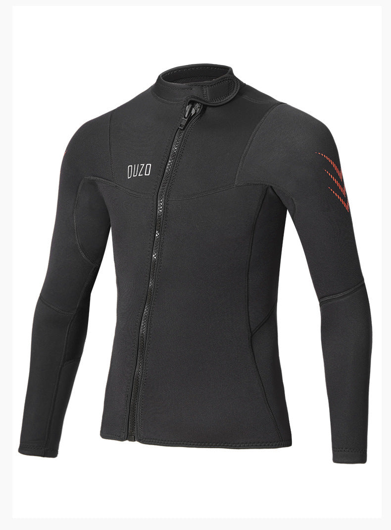 Wetsuit Tops Men and Women Vest 3mm Neoprene Long Sleeve Jacket Surfing Swimming Front Zip Wet Suit for Water Sports Shirt/Pants