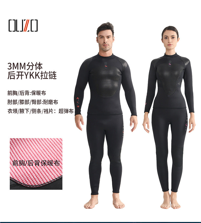 New 3MM Neoprene Men Woman Wetsuits Warm Split Diving Clothing Elasticity Scuba Surfing Snorkeling Water Sports Diving Suit