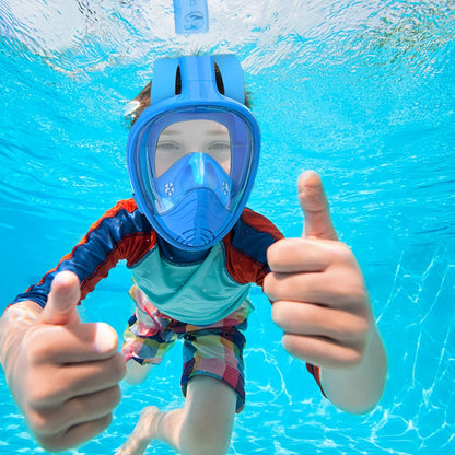 Kids Snorkel Mask Anti-Fog Leak-Proof Soft Silicone Design Easy to Wear Diving Mask Underwater Scuba Full Face 360° Panoramic