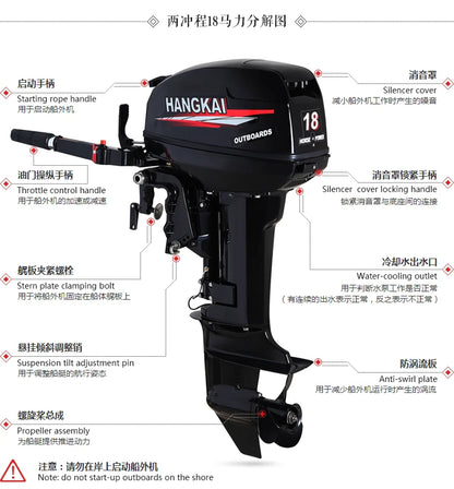 Short Shaft 2 Stroke 18HP Outboard Motor Stand Petrol Engine Inboard Fishing Boat For Sale