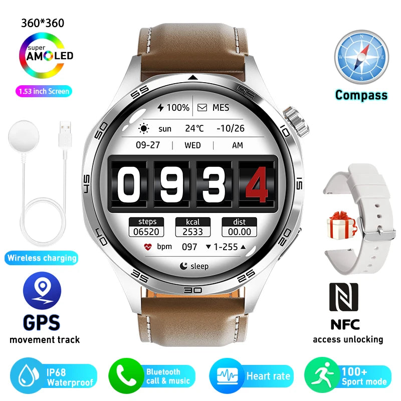 Watch 5 Pro Sports Smartwatch Men GPS Motion Trajectory NFC Control Compass 360*360 AMOLED HD Screen Bluetooth Call SmartWatches