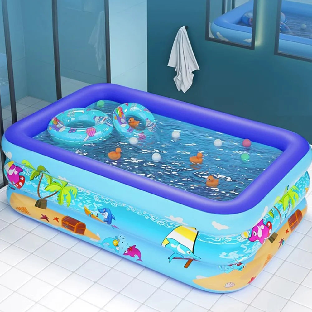 Inflatable Swimming Pool Large Family Pools 120cm Rectangle Framed Children Swimming Pool Summer Outdoor Pool Baby Bathtub Toys