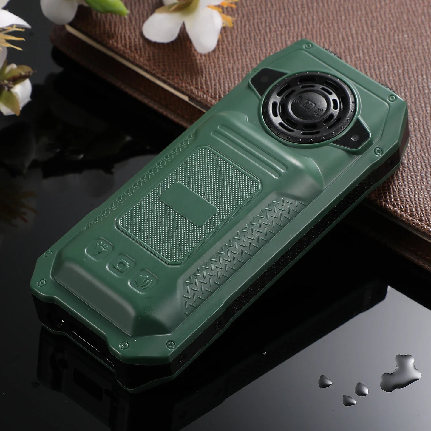 Rugged Outdoor Mobile Phone 4 Quad Sim Voice Changer Dual Torch Loudspeaker Large Button Powerbank Large Battery SOS Call Mobile