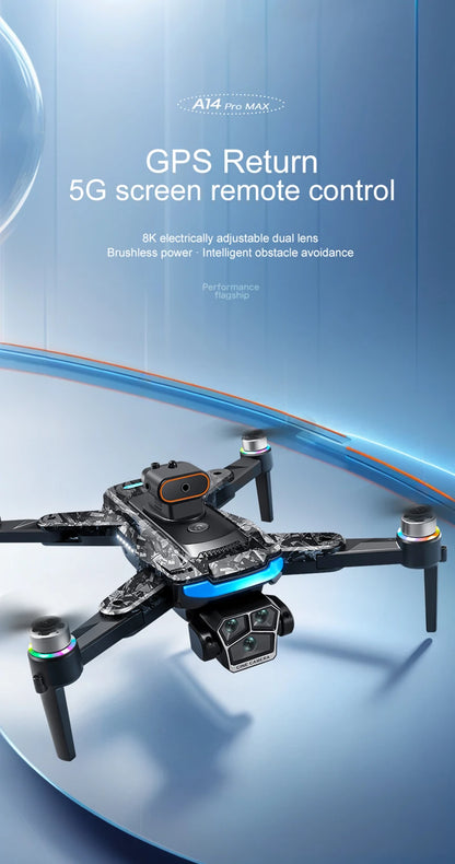 Xiaomi A14 Pro Max Drone Aerial 8K HD Dual-Camera 5G WIFI GPS Brushless Motor Optical Flow Obstacle Avoidance RC Drone 10000M