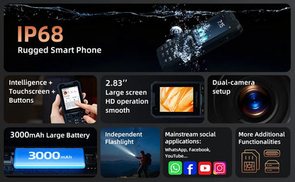 HAMTOD H6 Rugged Phone 2.83 inch Screen 3GB ROM 32GB RAM 3000mAh Battery 5MP Rear Camera 4G Android 11 Support VoLTE Cellphone