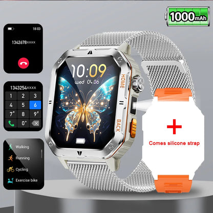 Original 2025 New 2.01 inch1000mAh smartwatch LED flashlight GPS 100+ sport health monitor 3ATM waterproof Men Gift smartwatch
