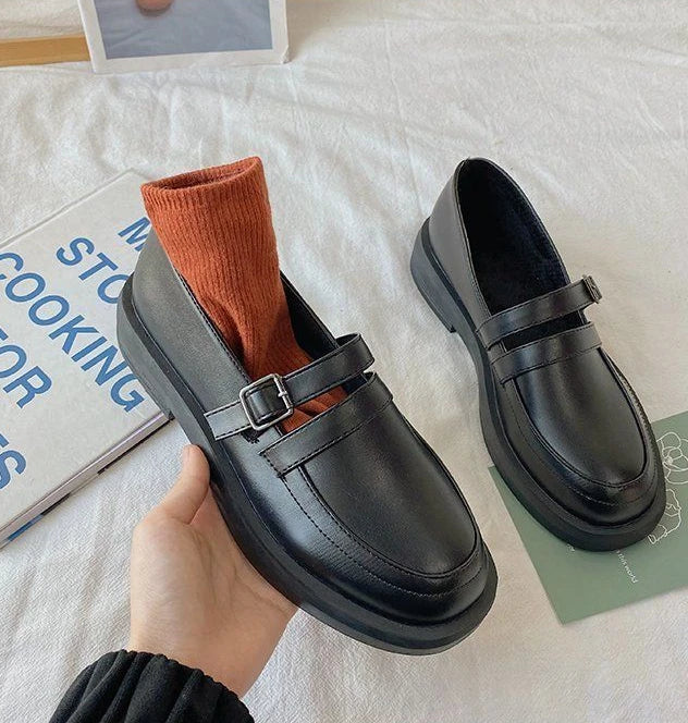 Shoes For Women Black Woman Pumps Low Heel Elegant Loafers Luxury Leather Casual Round Toe Stylish L Vacation Popular 39 On Sale