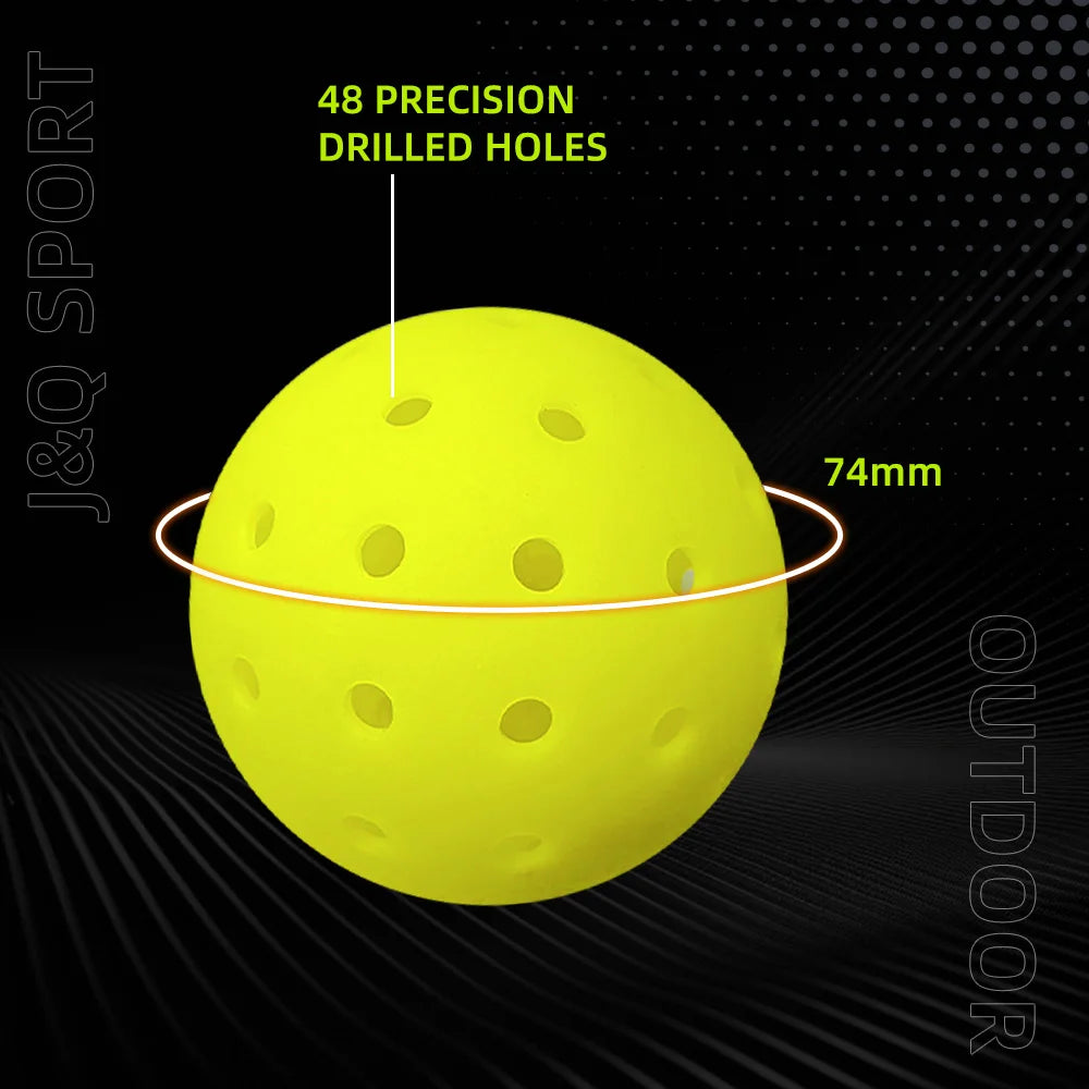 74MM 48-Hole Outdoor Pickleballs Seamless Roto-Molded Design for Durability Pickle Ball for Beginner Intermediate Player 12 Pack