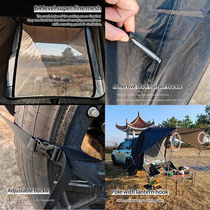 SUV Tailgate Tent Outdoor Camping Waterproof Anti-mosquito Self-driving Trip Rear Tent Overnighting in the Car Sleep in Vehicles