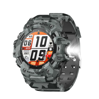 Time Owner New Men's Outdoor Sports Smart Watch Flashlight Compass Heart Rate Monitoring Smart Bracelet Military Waterproof