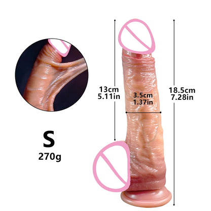 Realistic Dildos for Women Skin Sliding Foreskin Testicles Dildo Anal Vaginal Stimulation Strapon Big Penis Sex Toys for Woman
