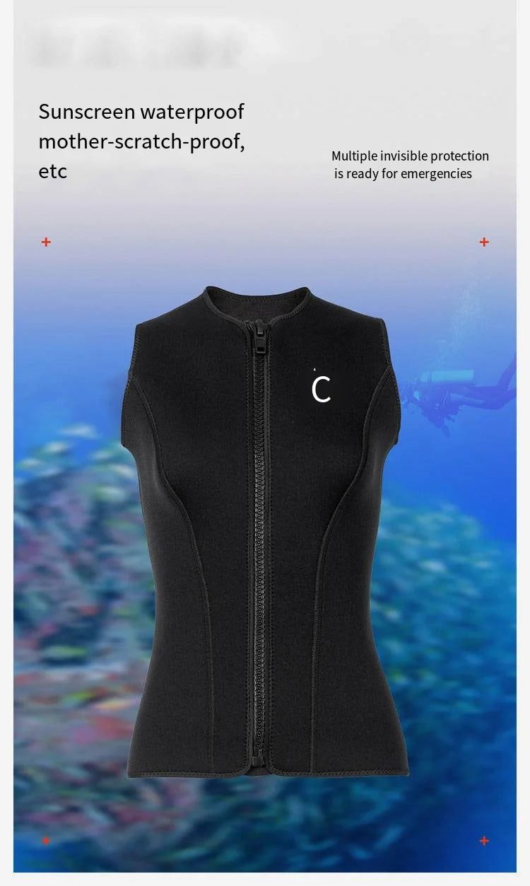 3MM Men Women Sleeveless Wetsuit Top No Hood Neoprene Thermal Vest for Scuba Diving Surfing Kayaking Swimming Water Sports