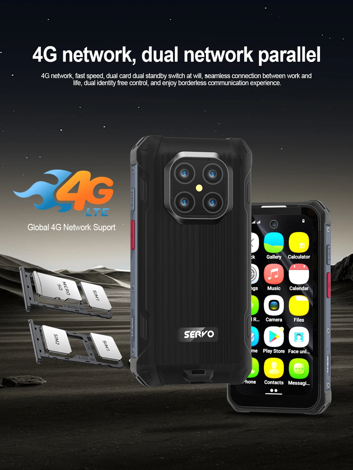 SERVO TANK500 IP68 Waterproof Mini Smart Phone 4G LTE Android 12 RAM 6GB ROM 128GB PTT Network Intercom Small Rugged Smartphones