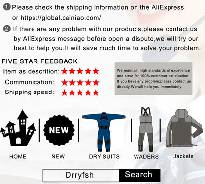 Winter Drysuits Dry Warm Suits for Adult Male Sailing Cold Water Sport Swimming Fishing Kayak Waterproof Outdoor Wading Clothing