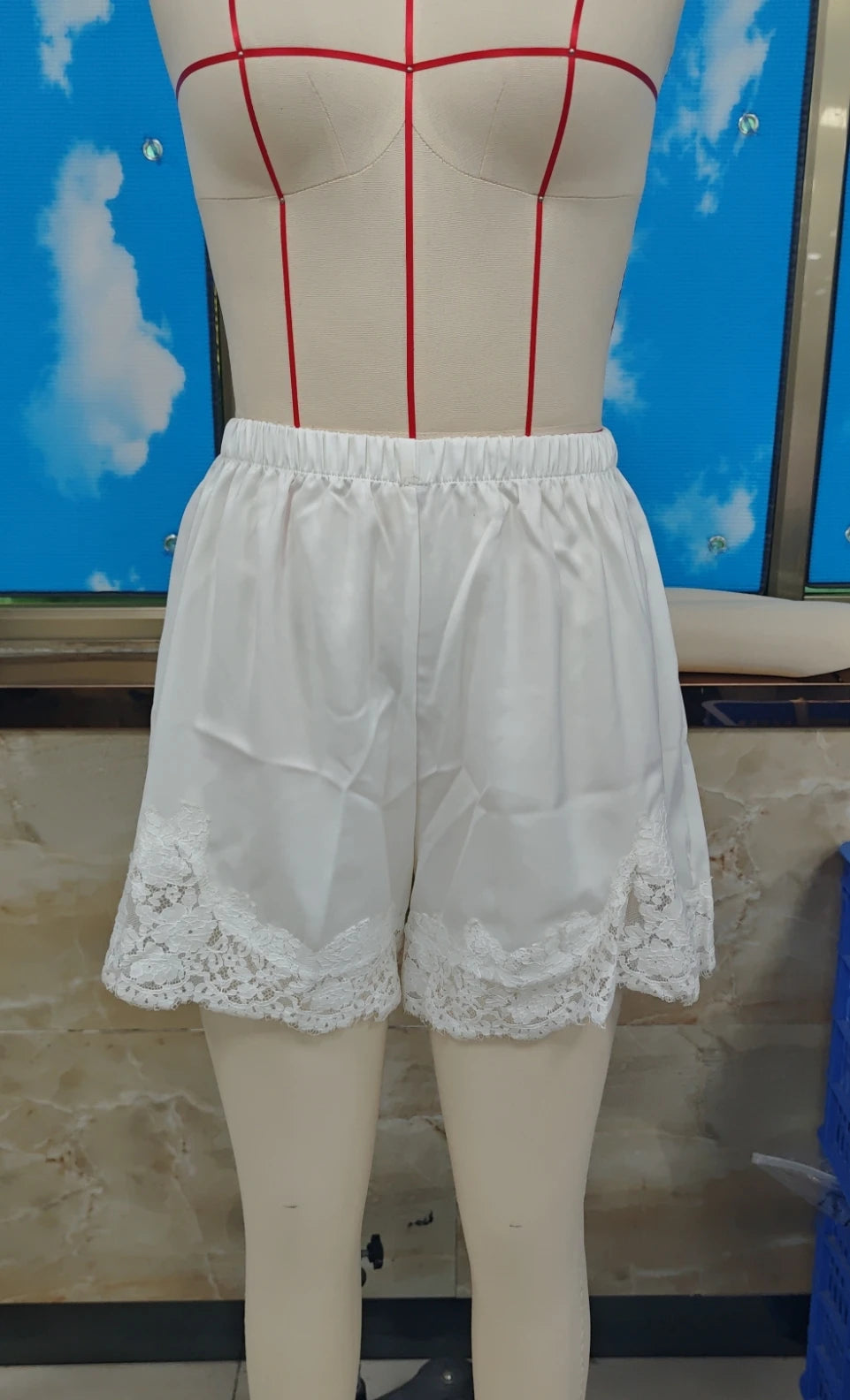 Y2k Women Silk Satin Shorts Lace Trim Patchwork Micro Mini Slip Shorts Low Rise Lingerie Pajamas Coquette Boxers Streetwear