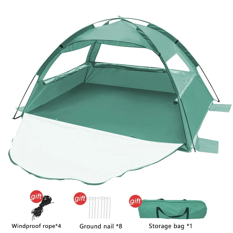 Beach Tent 2-3 Persons Pop Up Tent Automatic Quickly Open Outdoor Camping Tour  Portable Sun protection with Extended Mat
