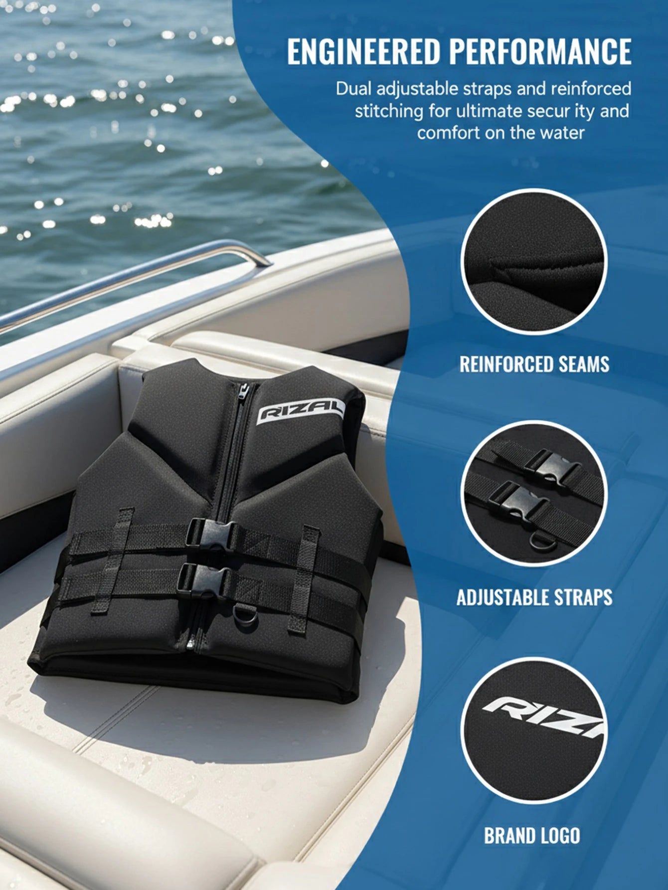 Life Vest Adults Surf Vest Kayak Wakeboard Motorboats Raft Rescue Boat Ski Water Sports Swimming Drifting Rescue Life Jacket