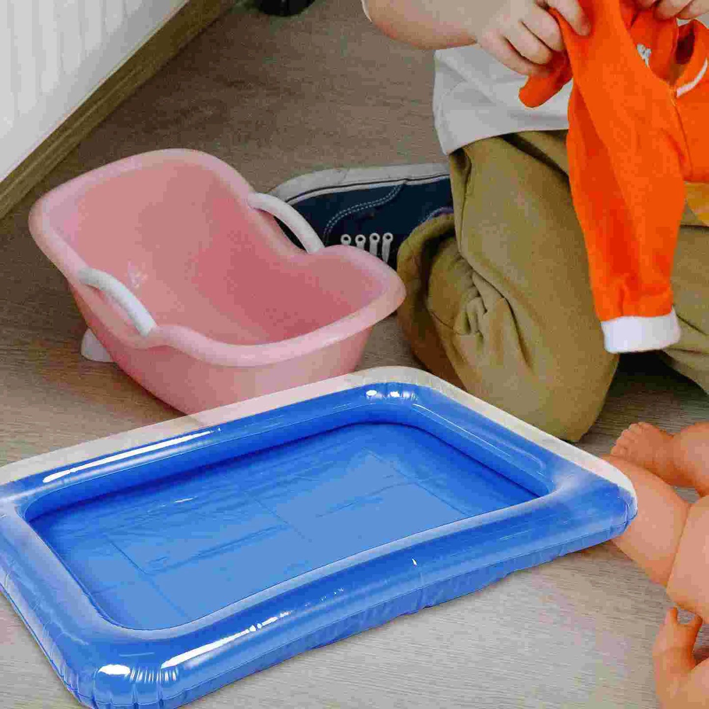 Inflatable Swimming Pool For Dolls Toys Kids Playset Sand Tray Water Tray Rectangular Pool Pvc Material Summer Child Accessories