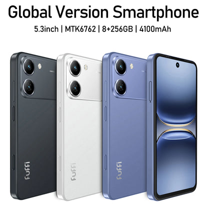 Global Version Smartphone 4GB+128GB 4G Smartphone, 5.3" Cellphone LCD 60Hz Display, 12MP Camera, 4100mAh Battery HD Camera, WiFi