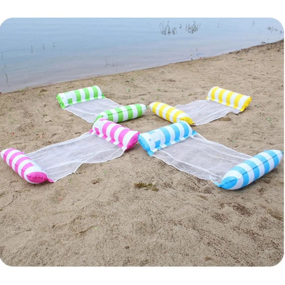 Inflatable Foldable Floating Row Swimming Pool Party Water Hammock Air Mattresses Pvc Stripe Water Floating Inflatable Mat
