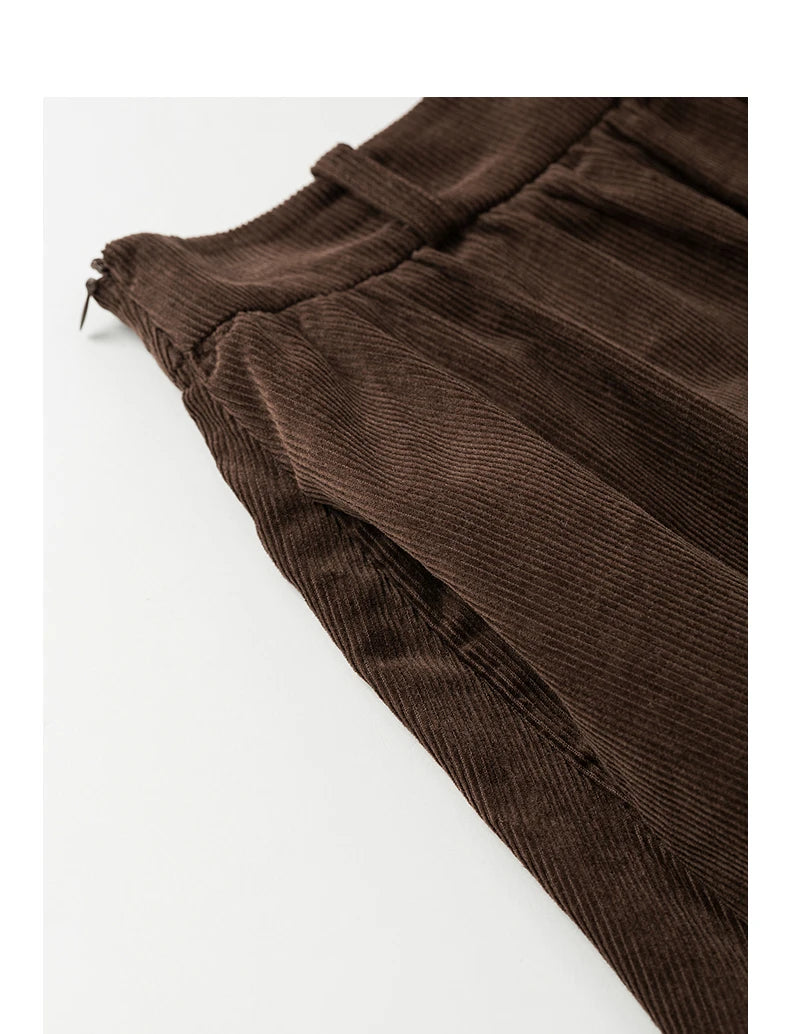 TOYOUTH Women Skirt 2025 Autumn New Corduroy Pure Cotton Ankle Length Umbrella Skirt