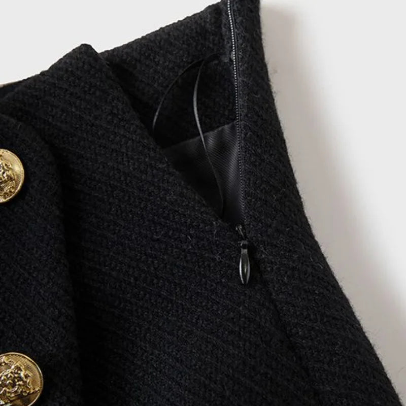 Tweed Wide Leg Shorts Skirts Women Chic Empire All-match Button Minority Elegant A-line Autumn Winter Thick Popular Daily Female