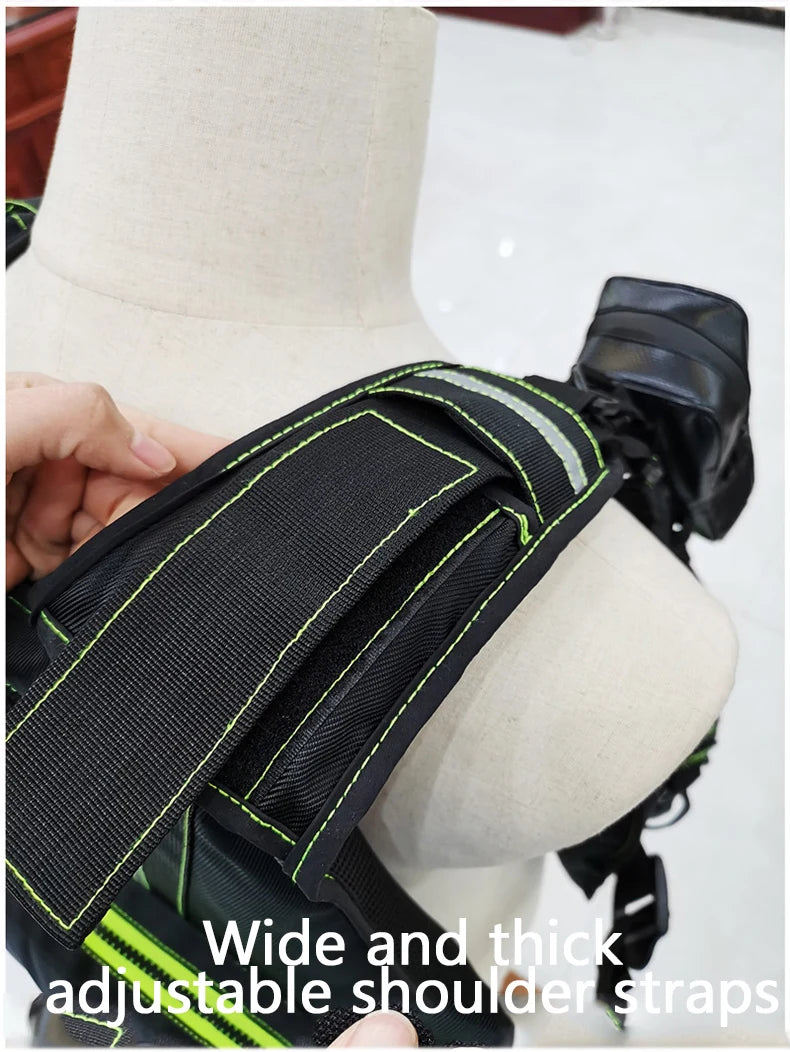 multi-functional life jacket vest for outdoor fishing, a must-have for safety. Multiple pockets for storage, buoyant materials