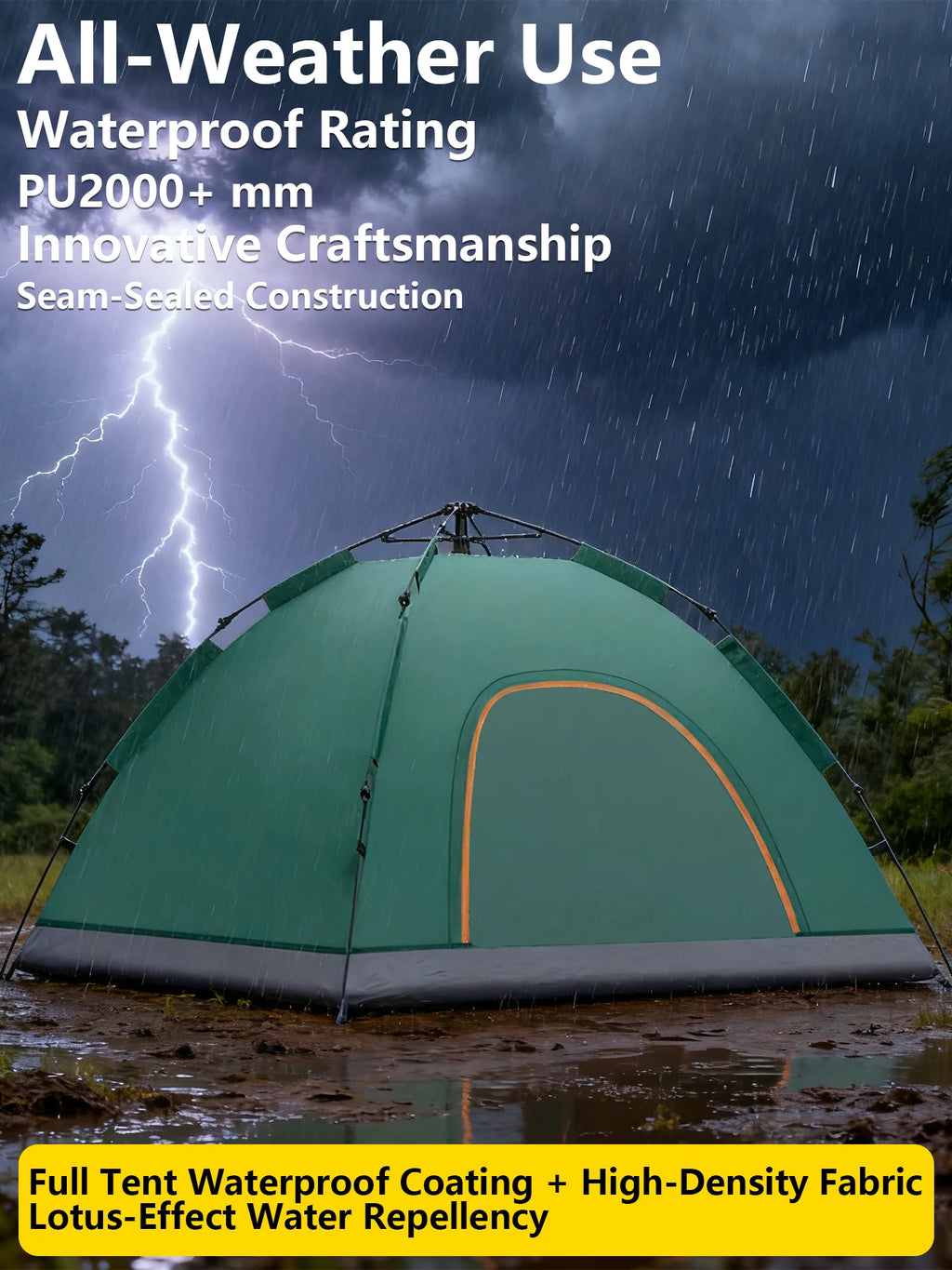 1 Outdoor Camping Tent for Overnight Stay, Fully Automatic, Quick Setup, No Assembly, Foldable, Double Layer