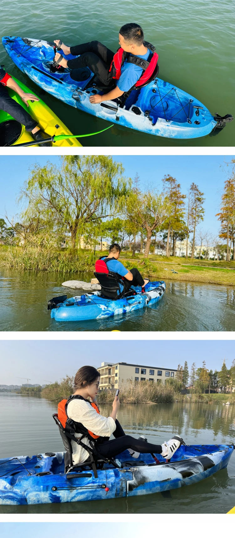 Fin pedal kayak, hard kayak, two sections, three sections, single person, double person, split kayak, splicing type