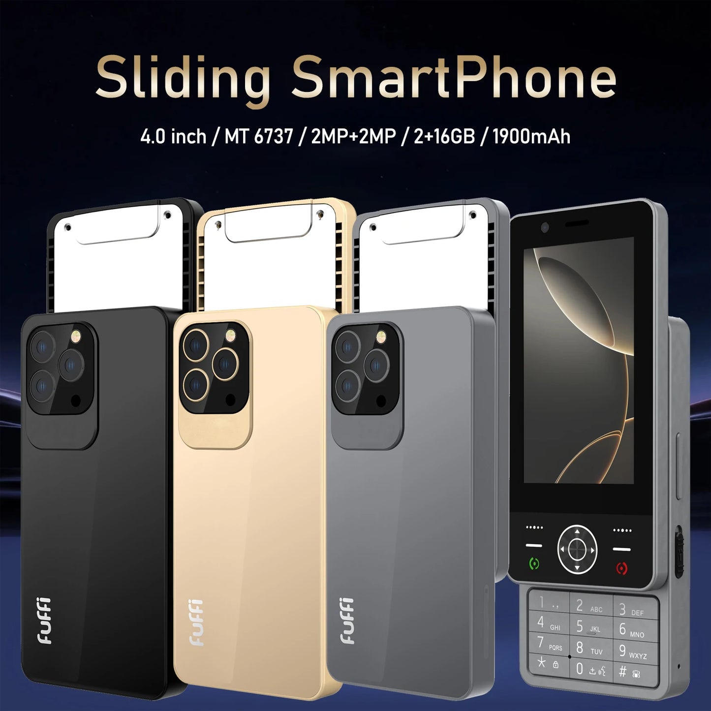 Function phone,smart phone,slider phone,button phone,2+16GB,4.0inch screen,button touch screen two-in-one,1900mAh portable phone