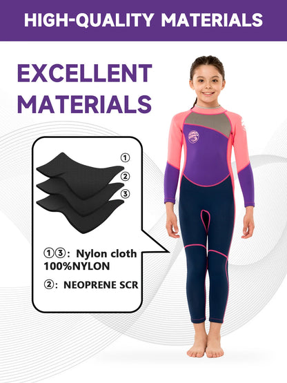 Kids Wetsuit for Boys Girls Toddler  2.5MM Neoprene Long Sleeve Wet Suits for Swimming