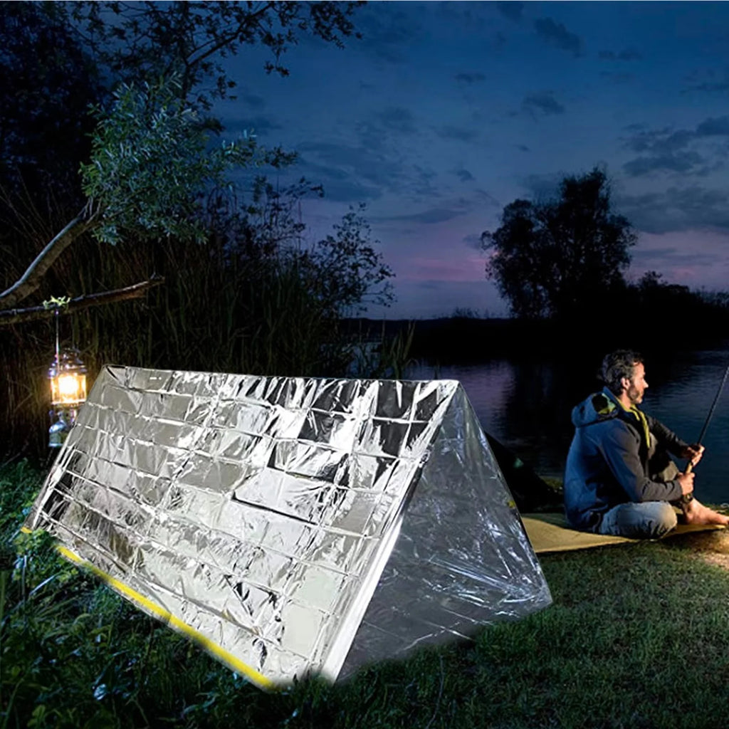 2-Person Outdoor Camping Tent Waterproof Lifesaving Tent Emergency Escape Camping Survival Tent Kit Outdoor Camping Mat