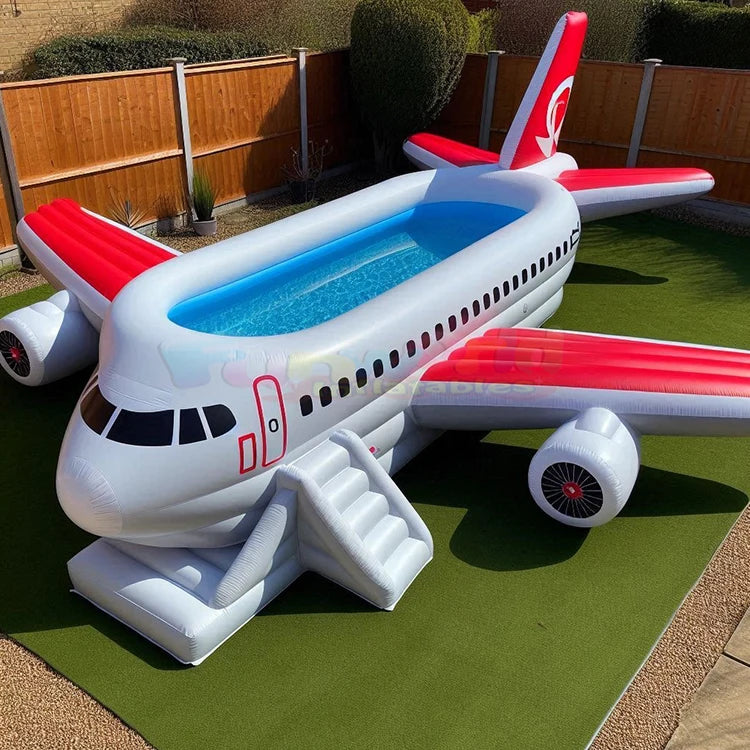 Summer Party Outdoor Pool Water Recreation Inflatable Airplane Swimming Float Seat Boat Pool for Toddler and Kids