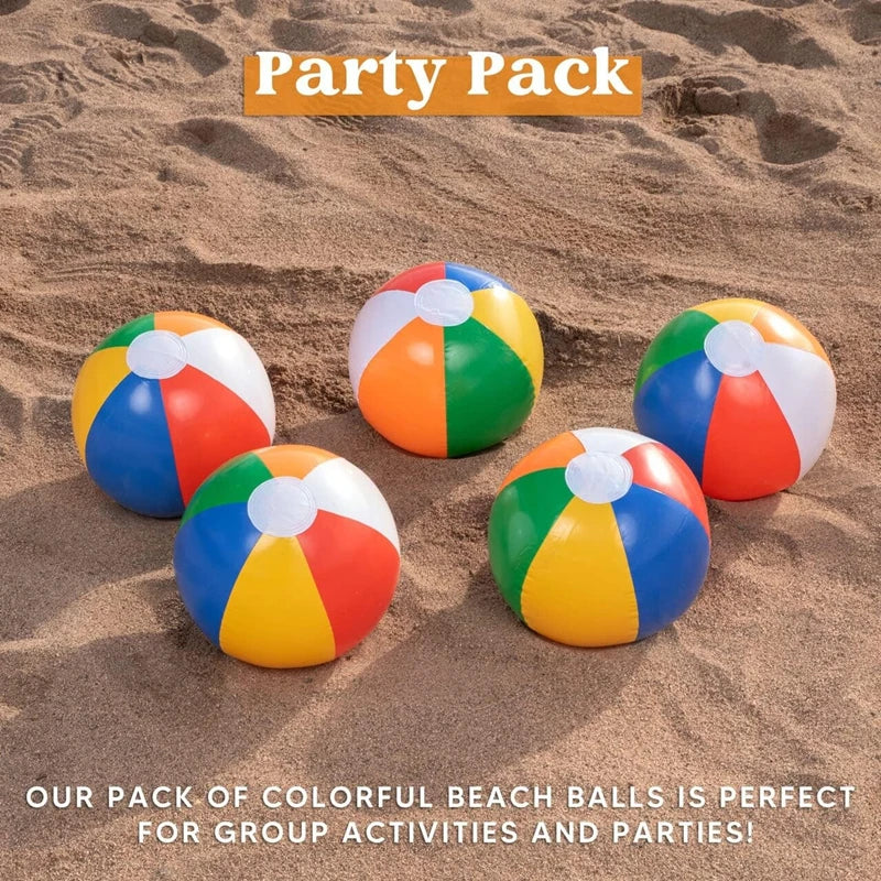 12"/16" Inflatable Large Beach Balls for Kids Adults Durable Pool Toys for Summer Water Games Rainbow Beachball Party Favors