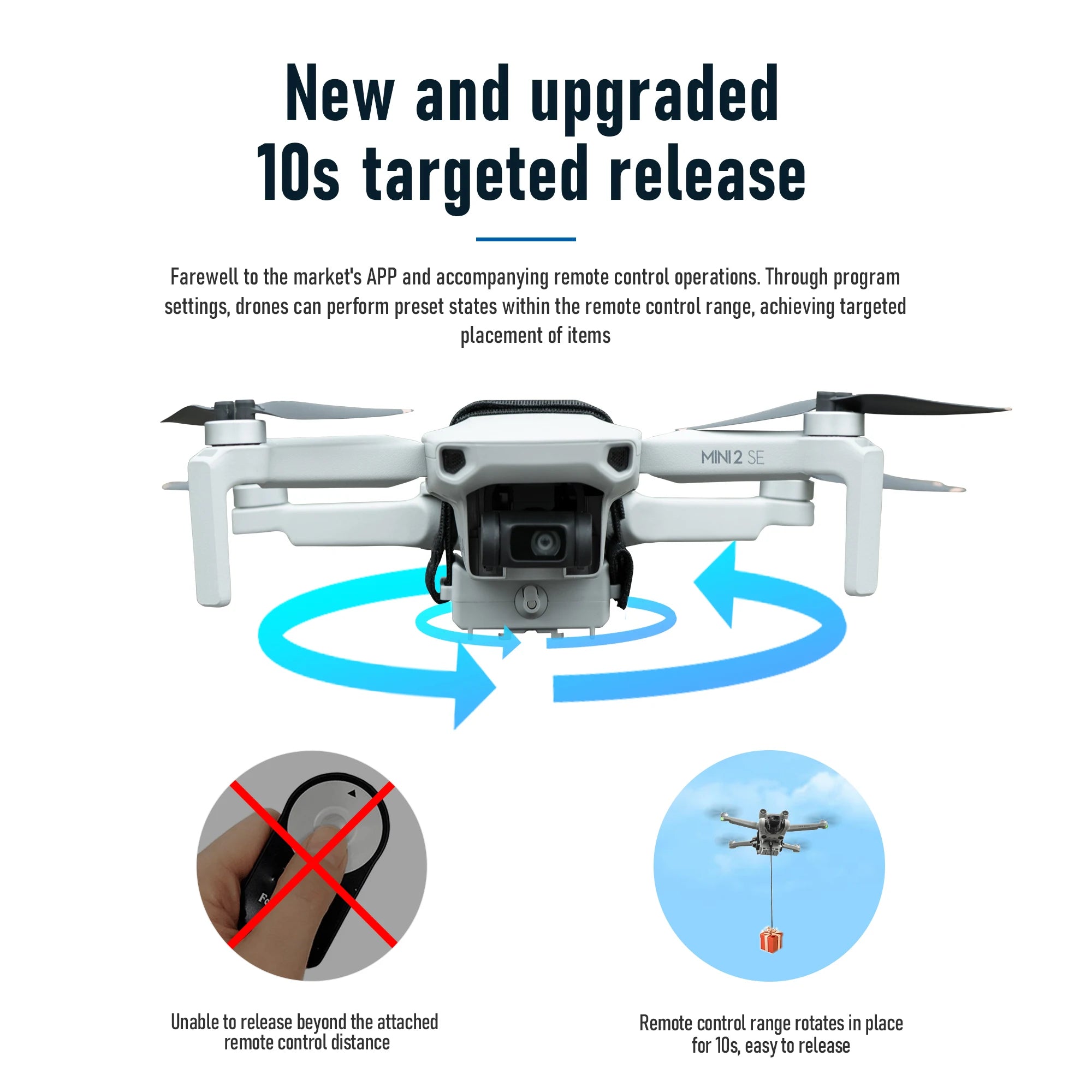 Drone Airdrop System for DJI Mini 2/SE/2SE Air-dropping Dropper Fishing Bait Wedding Ring Gift Proposal Rescue Delivery Thrower