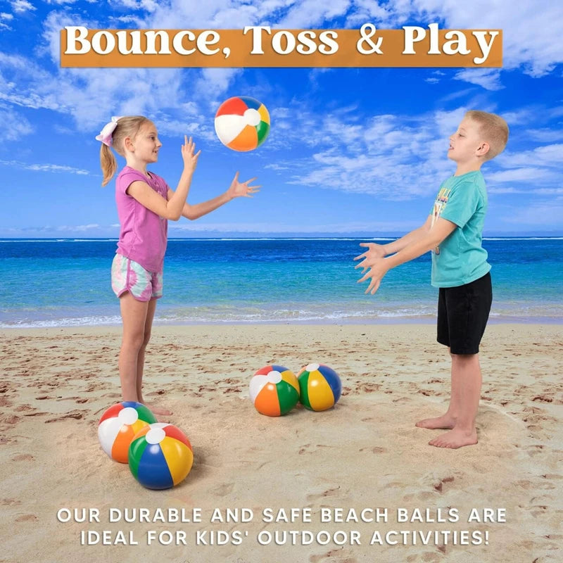12"/16" Inflatable Large Beach Balls for Kids Adults Durable Pool Toys for Summer Water Games Rainbow Beachball Party Favors