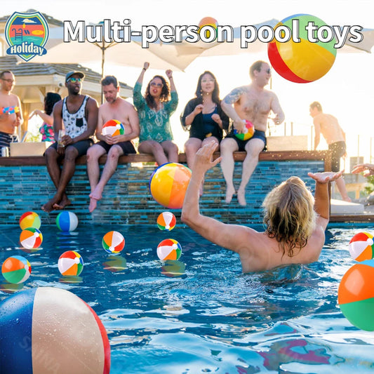 Inflatable Beach Balls Rainbow Color Pool Ball Swimming Pool Water Games for Kids Birthday Gifts Summer Party Favors Volleyball