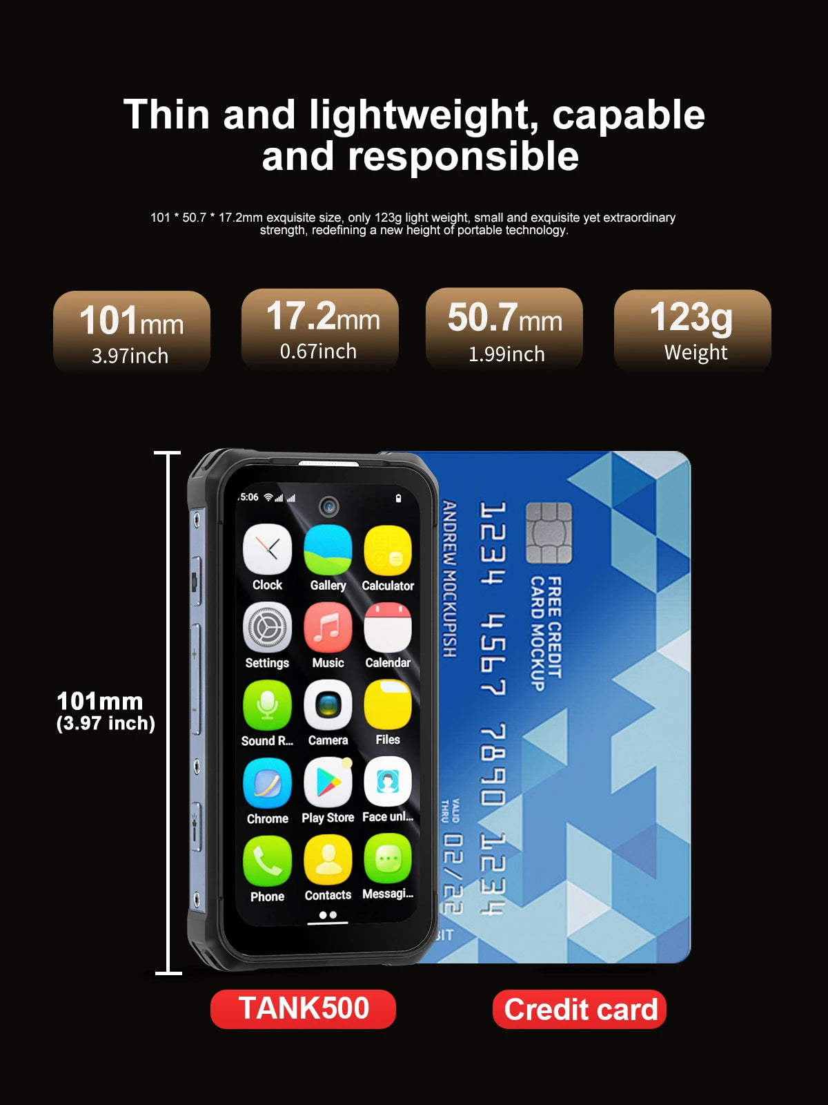 SERVO TANK500 IP68 Waterproof Mini Smart Phone 4G LTE Android 12 RAM 6GB ROM 128GB PTT Network Intercom Small Rugged Smartphones