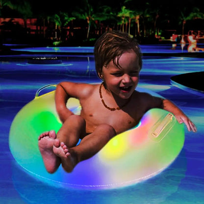 Inflatable Pool Floats Inflatable Floats Ring For Swimming Pool With Light PVC Water Toys With Two Handles Multicolor Light