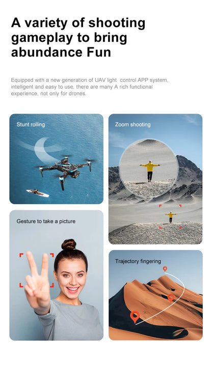 New D13 RC Drone 4K Professional HD Triple Camera 5G WIFI FPV Dron 360° Obstacle Avoidance Brushless Large Screen Quadcopter Toy