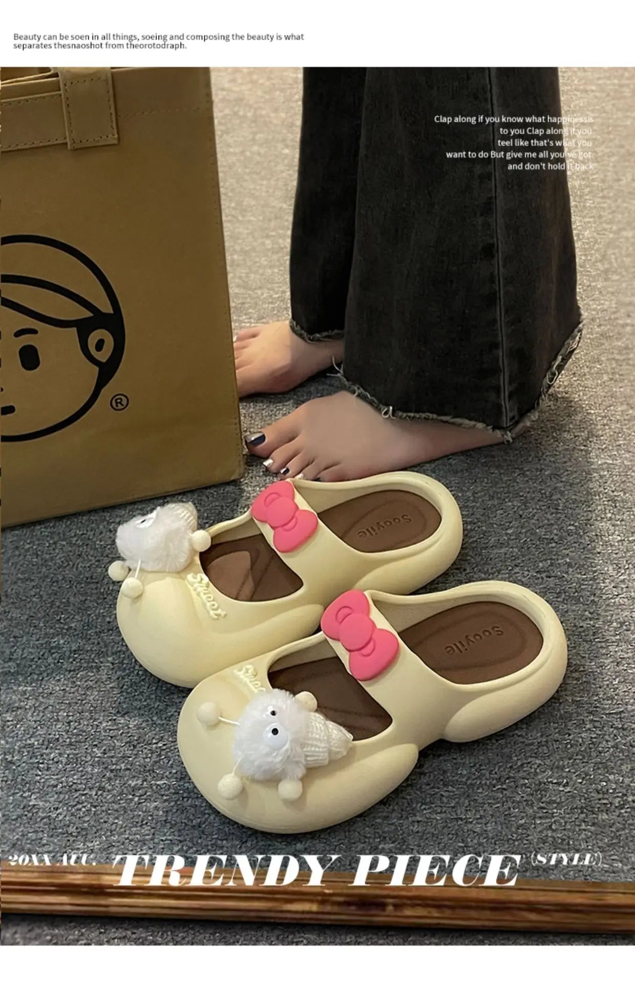 Cute Fairy  Slippers for Women's Summer Outer-Wear Thick-Soled Clogs Shoes Sandals For The Beach