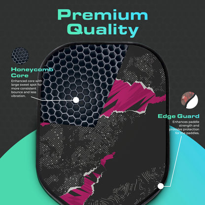 Black Purple Polka Dot USAPA Pickleball Paddle Fiberglass Surface High Grit & Spin Unibody Edgeless Sport Racquet Pickleball