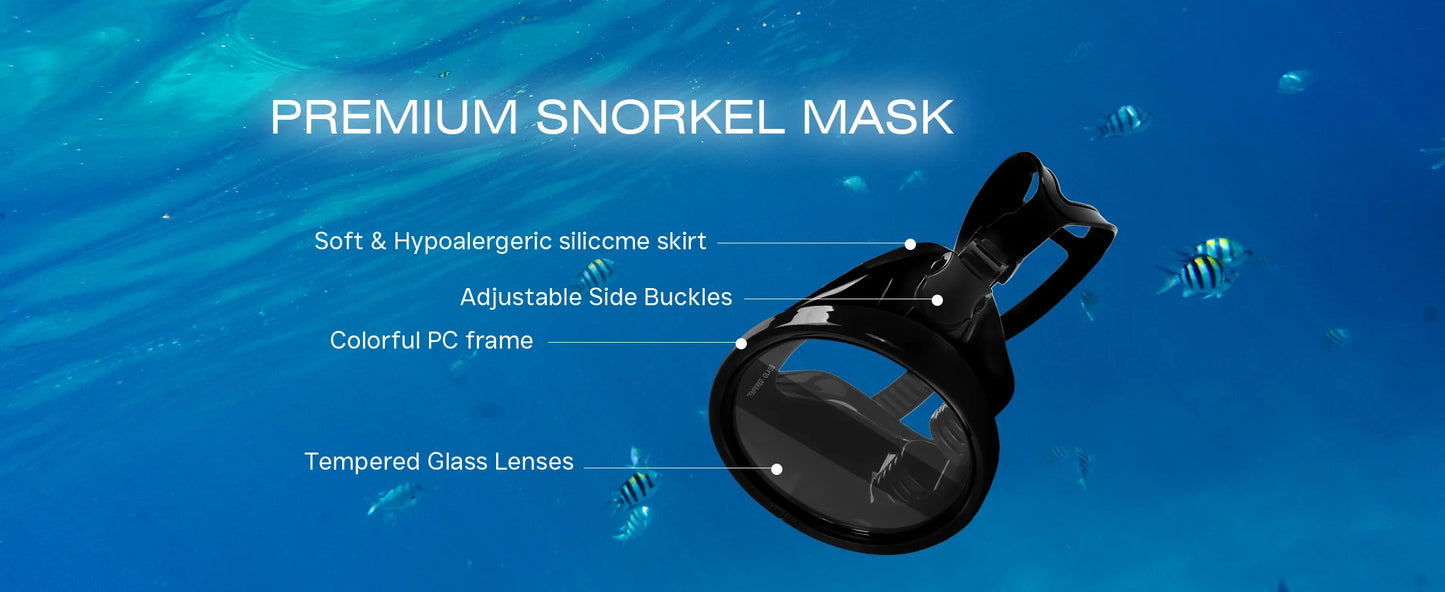 Adult Dive Mask: Wide View Anti-Fog Lens for Scuba, Snorkeling & Freediving - Comfortable Water Goggles