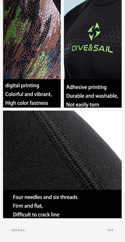 Men Women Wetsuit Shorty 1.5mm Neoprene + Lycra Thermal Swimsuit Diving Suits Front Zipper UV Protection Long Sleeve Surf Suits