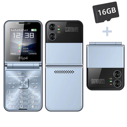 SERVO 4 SIM Fashionable Flip Cellular Phone Speed Dial Flashlight Magic Voice FM Radio 2G GSM Foldable Mobile Phone Type-C 2.6"