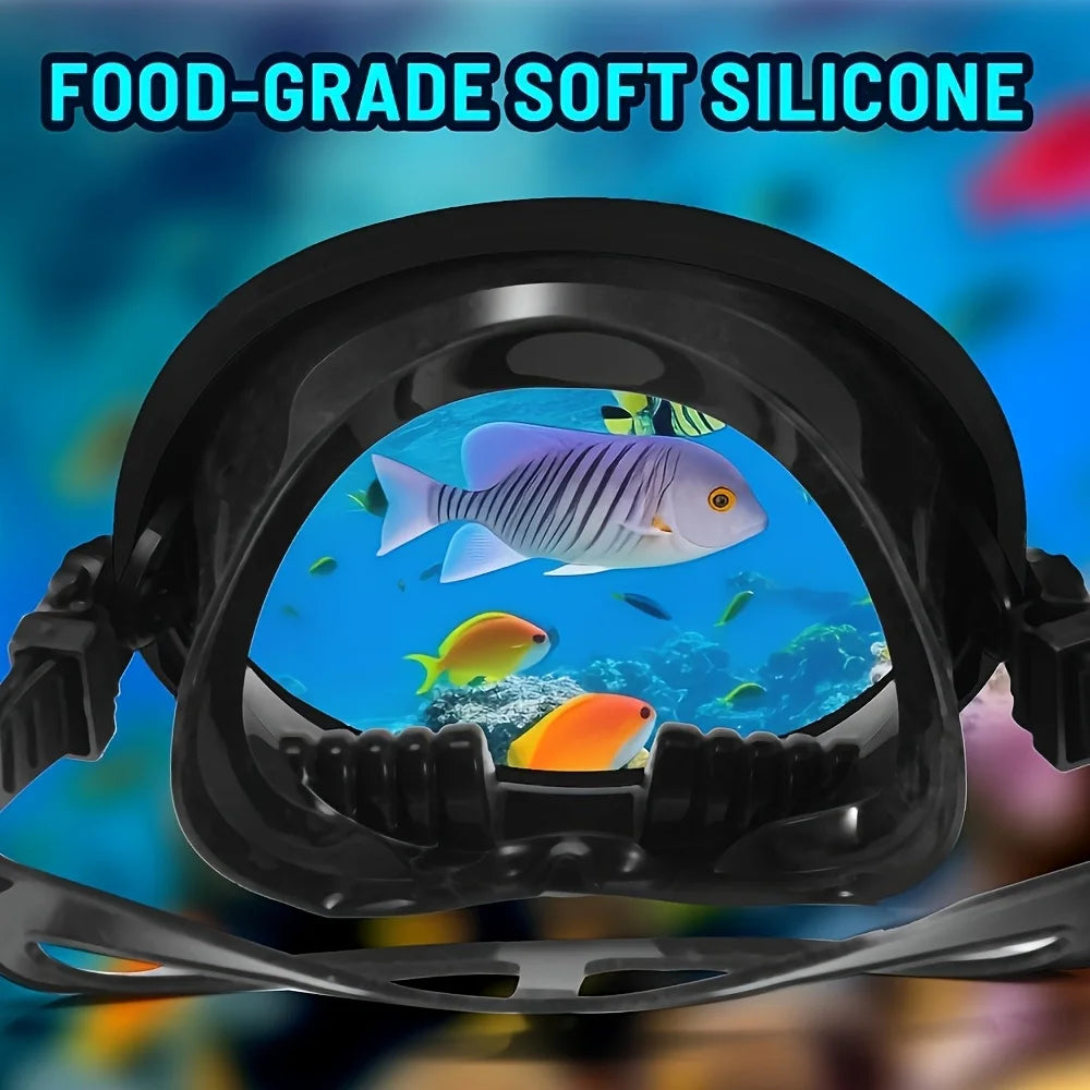 Diving Mask Goggles HD Anti-Fog Spearfishing Mask Freediving Mask Clear Panoramic Goggle with Adjustable Buckle for Free Diving