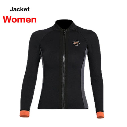 Wetsuit 3MM Neoprene Men Long Sleeve Split Wetsuit Warm Jacket Pants Plus Size Women Swimsuit Scuba Diving Snorkeling Surf Suit