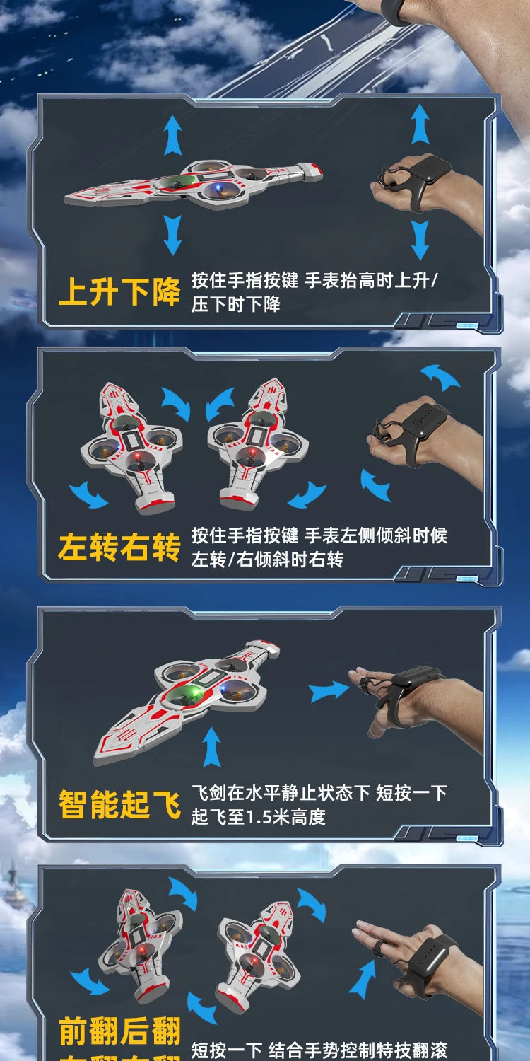 New Remote Flying Sword Interactive Flying Sword Drone With 1 Batteries 6-Axis Gyro Stabilizer Easy To Fly  For Beginners Adults