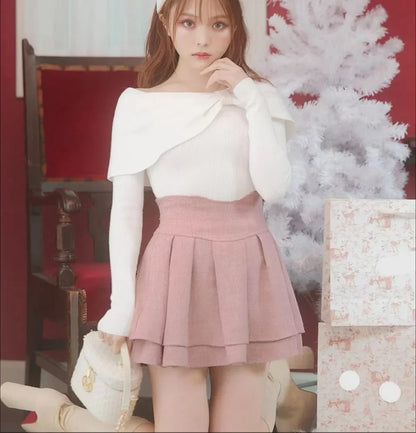 Japanese Lolita Skirts Ruffled Pleated Plaid Skirt Women 2025 Spring New Elastic High Waist Slimming Gentle Mini Skirt Culottes