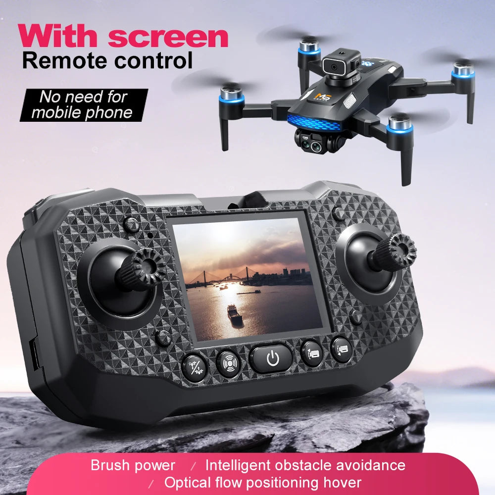 M6 Mini Drone 4K Professional HD Camera with Large Screen 2.4G WIFI FPV Dron Brushless Optical Flow Hover Folding Quadcopter